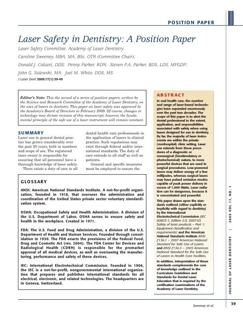 Dental Lasers - Academy of Laser Dentistry