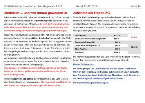 Politikbrief zur Hessischen Landtagswahl 2018 (Stand 21.02.2018)