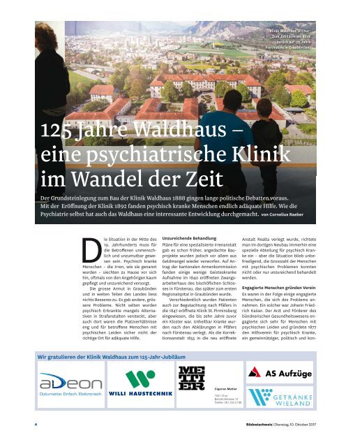 Südostschweiz Sonderbeilage – 125 Jahre Klinik Waldhaus Chur