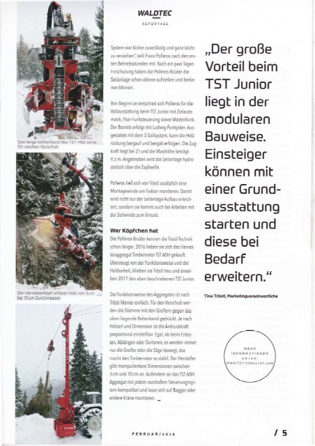 Reportage Seilgerät TST Junior + Harvesteraggregat (Forsttechnik)