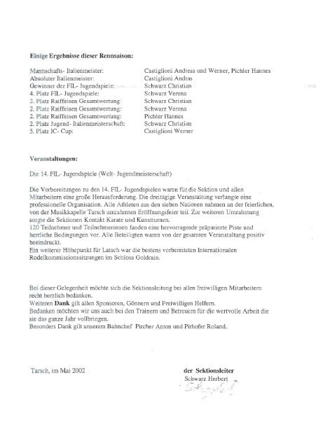 Geschichte der Sektion Rodeln ab 1997