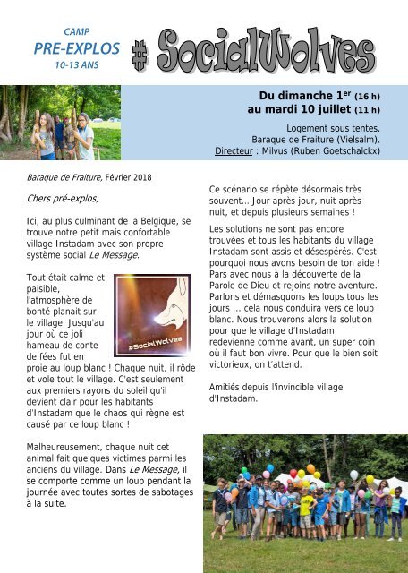 Catalogue été 2018 - Camps JA en Belgique