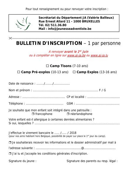 Catalogue été 2018 - Camps JA en Belgique