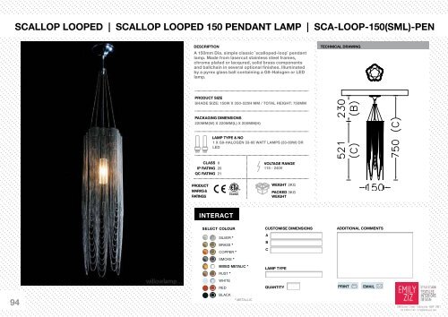 Willowlamp Specification Sheets