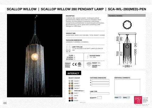 Willowlamp Specification Sheets