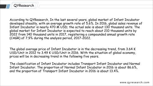 QYResearch: The global market for Infant Incubator is expected to reach about 210 thousand units by 2022