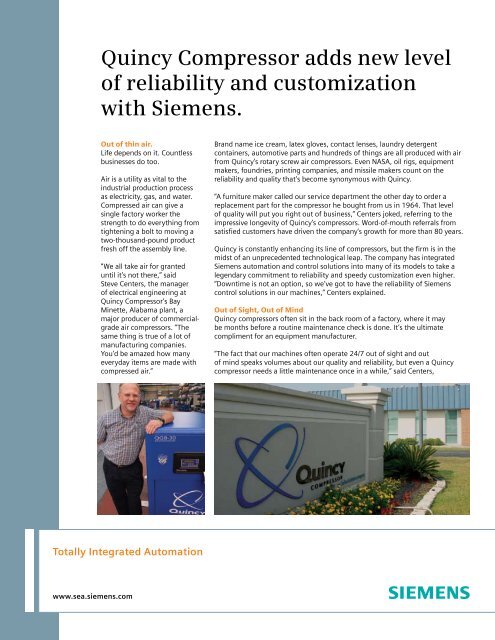 Quincy Compressor adds new level of reliability and customization ...