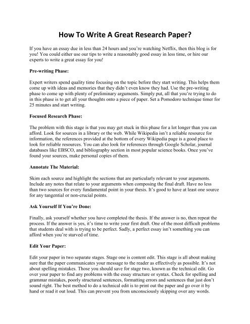 best research paper writing