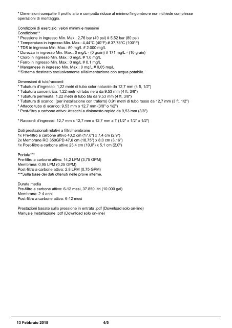 Osmosi inversa Commerciale catalogo