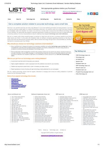 List2Tech- Technology Users database