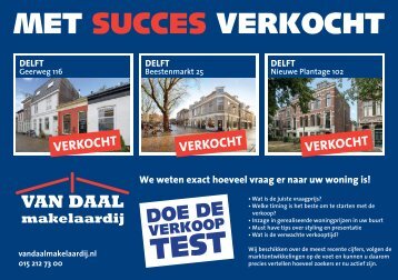 Van Daal makelaardij, succesvol verkocht in Delft!