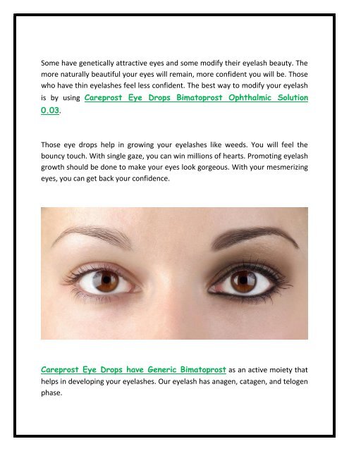 Improve your Eyelash Length with help of Careprost Eye Drops