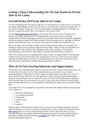 The Job Market In Private Jobs In Sri Lanka