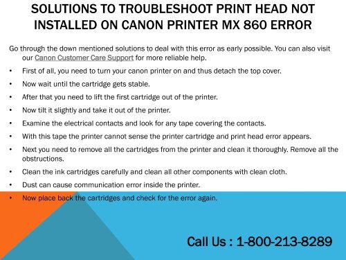 1-800-213-8289 Resolve print Head Not Installed Error U052 on Canon Printer