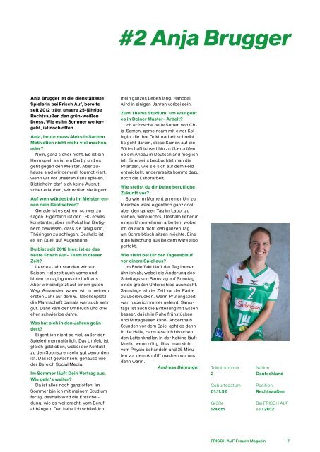 Ausgabe 7 - Saison 2017/2018 - FRISCH AUF Frauen Magazin "LATTENKNALLER"