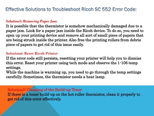 Fix Ricoh Printer Error Code SC 552