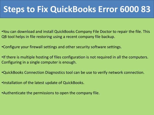 Call 1-888-909-0535 to Fix QuickBooks Error 6000 83