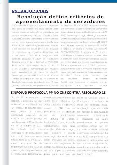 REVISTA SINPOJUD | EDIÇÃO 03 | FEVEREIRO 2018