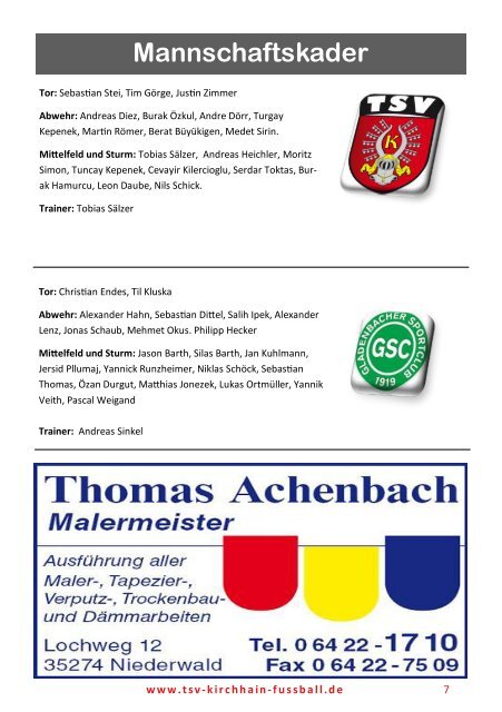 25.02.2018 - Stadionzeitung SC Gladenbach