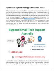 BigPond mail sync support for all andriod devices 