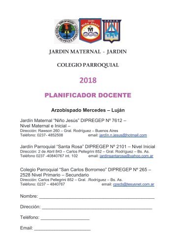 Colegio Parroquial - Agenda 2018 - Final