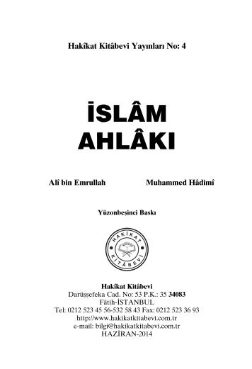 Islam Ahlaki - Ali Bin Emrullah - Muhammed Hadimi - Huseyin Hilmi Isik