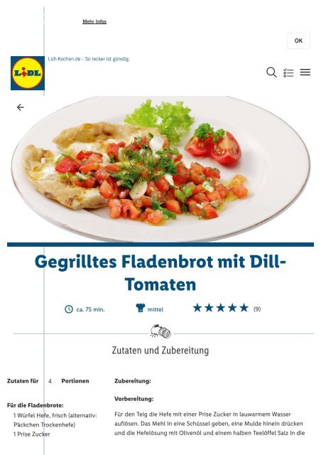 Gegrilltes Fladenbrot mit Dill-Tomaten _ Rezepte _ Startseite - Lidl Kochen