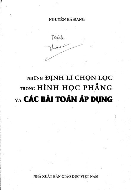 Những định lý chọn lọc trong hình học phẳng và các bài toán áp dụng