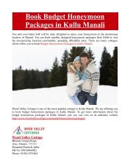 Book Budget Honeymoon Packages in Kullu Manali