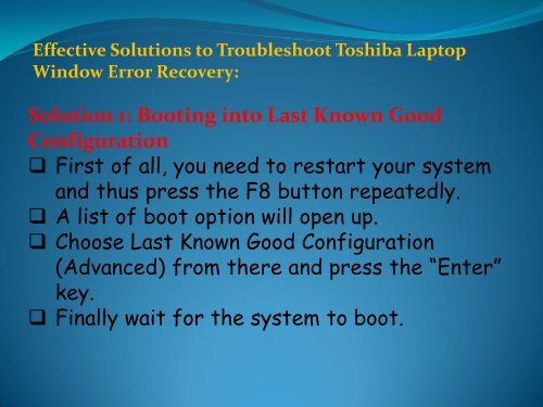 Fix Toshiba Laptop Window Error Recovery