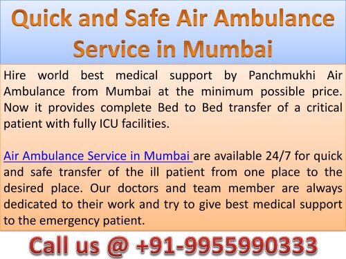 Hire Advanced Air Ambulance Service in Mumbai at Low Fare