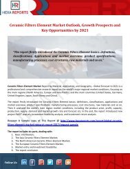 Ceramic Filters Element Market Outlook, Growth Prospects and Key Opportunities by 2021