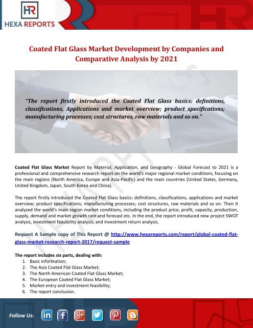 Coated Flat Glass Market Development by Companies and Comparative Analysis by 2021