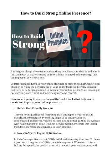 How to Build Strong Online Presence