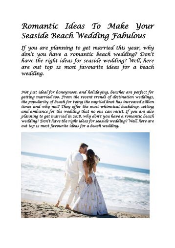 Romantic Ideas To Make Your Seaside Beach Wedding Fabulous