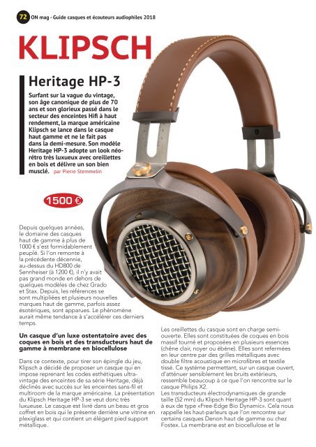 ON mag - Guide casques et écouteurs audiophiles 2018