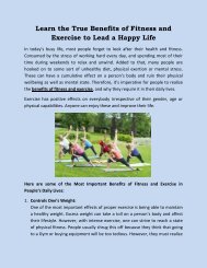 Learn the True Benefits of Fitness and Exercise to Lead a Happy Life