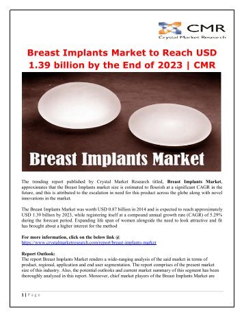 Breast Implants Market to Reach USD 1.39 billion by the End of 2023