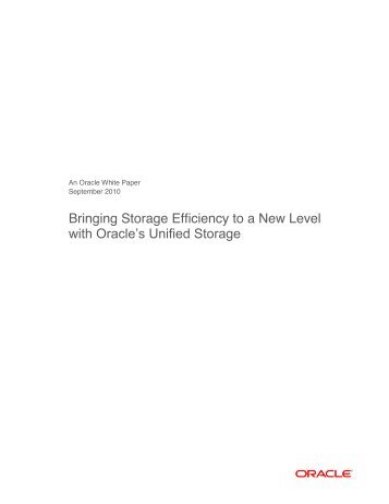 Bringing Storage Efficiency to a New Level with - Oracle