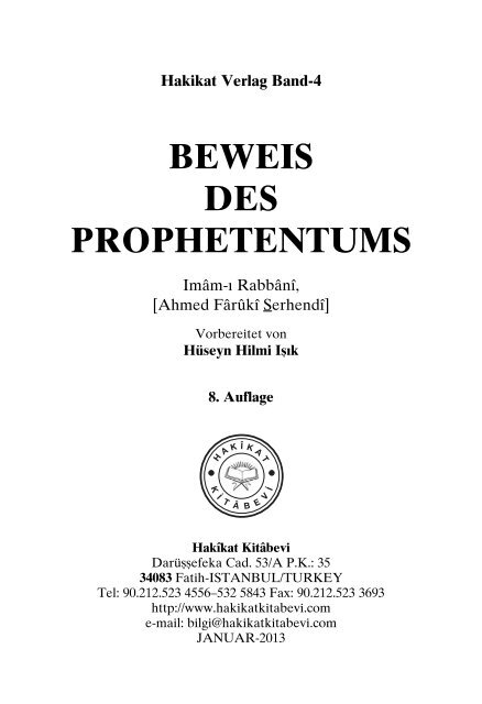 BEWEIS DES PROPHETENTUMS