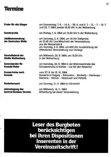 Der Burgbote 1984 (Jahrgang 64)