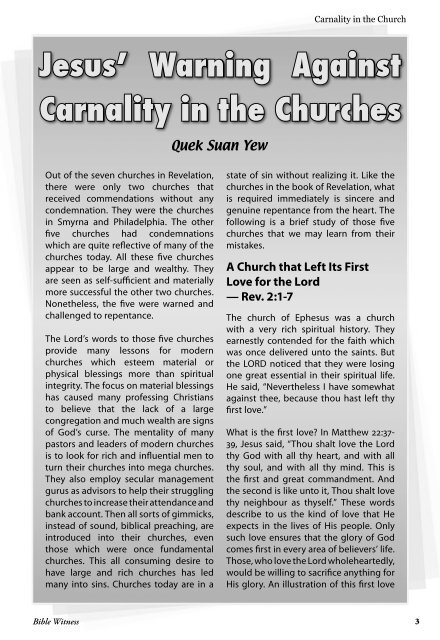 Carnality Of The Five Churches