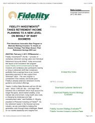 FIDELITY INVESTMENTS® TAKES RETIREMENT INCOME ...