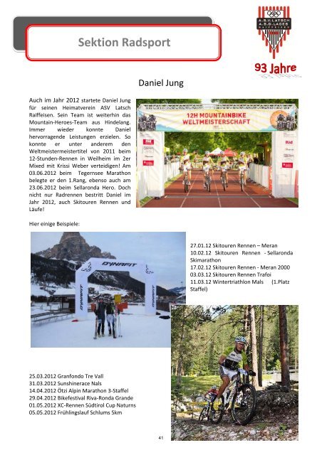 Geschichter der Sektion Radsport ab 2010