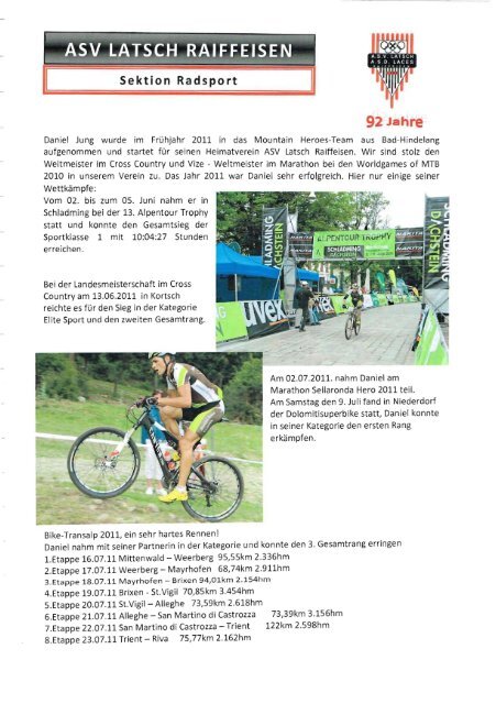 Geschichter der Sektion Radsport ab 2010