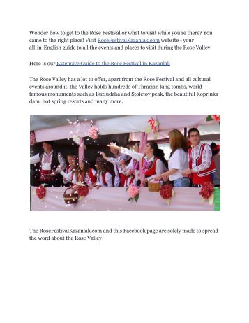 Introduction to the Rose Festival Kazanlak