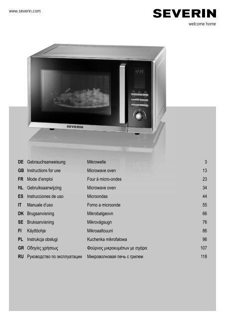 Severin MW 7867 Four &agrave; micro-ondes avec fonction gril et chaleur tournante 3 en 1 - Istruzioni d'uso