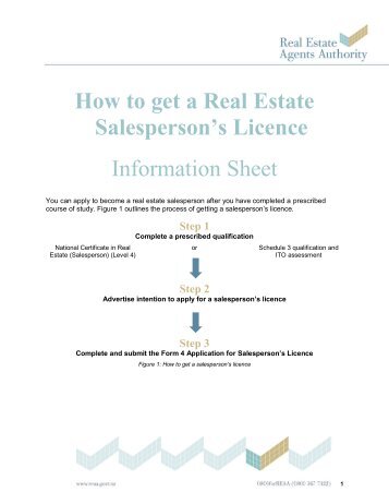 How to get a Real Estate Salesperson's Licence Information Sheet