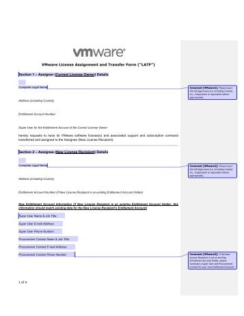 1 of 4 VMware License Assignment and Transfer Form (“LATF ...