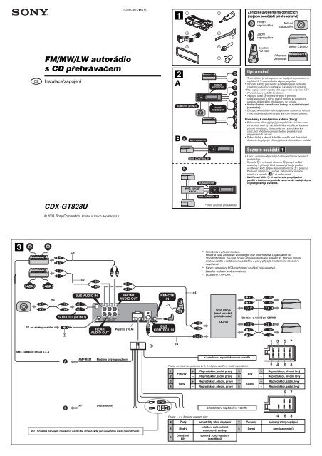 Sony CDX-GT828U - CDX-GT828U Guide de mise en route Tch&egrave;que